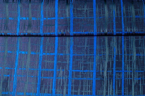 テクスチャ ファブリック ウール生地を使用 暗い青のストライプ 黒のストライプ — ストック写真