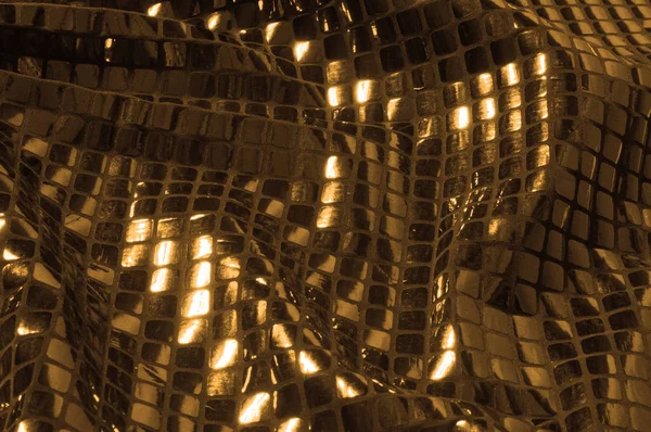 Texture Sfondo Motivo Tessuto Con Paillettes Grandi Dimensioni Oro Giallo — Foto Stock