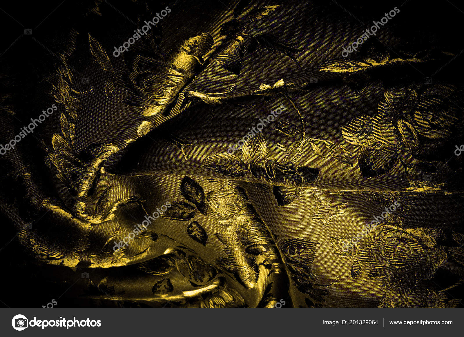 Fabric Background Texture Silk Black Yellow Fabric Pattern Celebrate