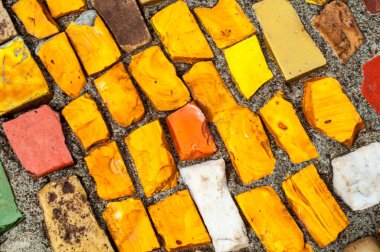 Doku, arka plan, desen. Portre fotoğraf çok renkli mozaik taş. Yapı tasarım dekor. Yüzme Havuzu duvar ve zemin kaplama