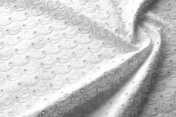 Texture Background Fabric Cloth Punched Circles White Background Abstract Geometric — Stock Photo, Image