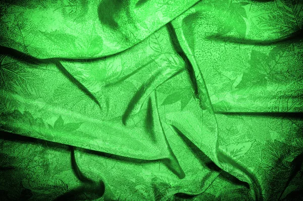 Texture Background Pattern Cloth Silk Green Green Flower Silk Crepe — Stock Photo, Image