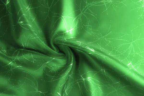 背景テクスチャ パターン シルク生地はパターンと緑です 絹のような滑らかで 繊細な輝きと エキサイティングな柔軟なカーテンのこのかわいいフォント なアプリケーションに正常に動作します — ストック写真