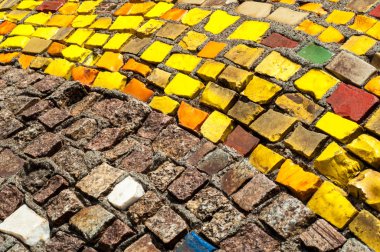 Doku, arka plan, desen. Portre fotoğraf çok renkli mozaik taş. Yapı tasarım dekor. Yüzme Havuzu duvar ve zemin kaplama