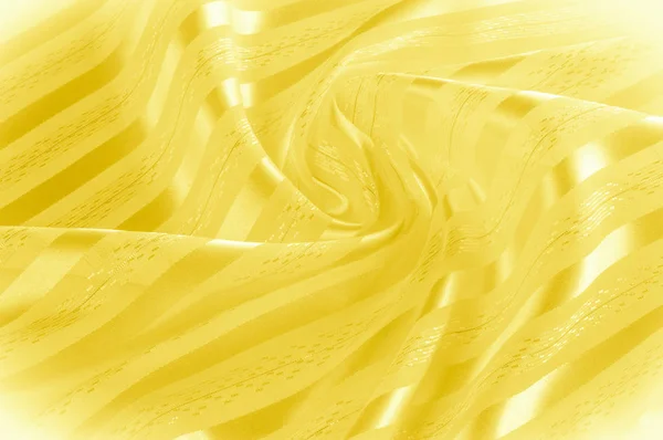 Textura Fundo Padrão Tecido Seda Amarelo Com Uma Faixa Luz — Fotografia de Stock