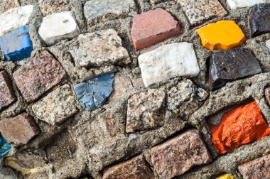 Doku, arka plan, desen. Portre fotoğraf çok renkli mozaik taş. Yapı tasarım dekor. Yüzme Havuzu duvar ve zemin kaplama