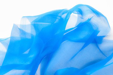 Yumuşak odak. doku, desen. Kumaş mavidir. ipek kumaş saydamdır. Bu tüm tasarım stüdyoları için çok önemlidir. Bu bitiş polyester mesh ve herhangi bir giysi, esnek bir türüdür.