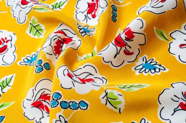 Doku arka plan deseni. çiçek desenli sarı bir arka plan üzerinde. Çiçek süsleme arka plan olarak yararlı Tekstil şablonu. Çiçek Tekstil veya kumaş. Kumaş dokusuna. Kumaş, tekstil, kumaş, dokuma malzeme,.