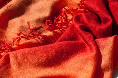 Doku, arka plan, desen. Kırmızı yün kadın eşarp