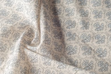 Doku arka plan deseni. Pamuk bez gri değil. İzole beyaz zemin üzerine yeşil ve gri çiçekler düz tasarımı. Çiçek deseni.