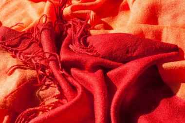 Doku, arka plan, desen. Kırmızı yün kadın eşarp