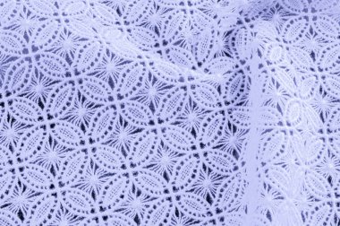 Resmi doku arka planı, dekoratif dantel desenli. Dantel kumaş mavi pastel renkler. Düğün, davet veya tebrik kartı ile mavi dantel arka plan şablonu. Bir düğün dantel doku Close-Up
