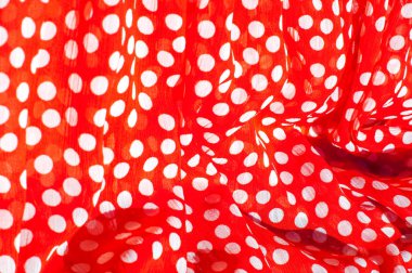 Doku, arka plan, desen. Bayan elbise modelleri. Pamuk Kumaş bezelye ile kırmızı