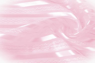 Arka plan doku, desen. Hafif bir şerit ile pembe ipek kumaş. Bir pürüzsüz zarif pembe ipek ya da saten doku arka plan olarak kullanılabilir. Renk rose kuvars pembe pastel tonlu eğilimini