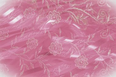 Doku, arka plan, desen. Pembe dantel closeup pembe dantel kumaş arka planlar için yararlı. Ekran alışveriş çantası kumaş kumaş, pembe dantel tasarım çanta pembe, Rose Pattern ekranda dokusuna