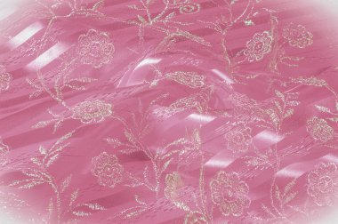 Doku, arka plan, desen. Pembe dantel closeup pembe dantel kumaş arka planlar için yararlı. Ekran alışveriş çantası kumaş kumaş, pembe dantel tasarım çanta pembe, Rose Pattern ekranda dokusuna