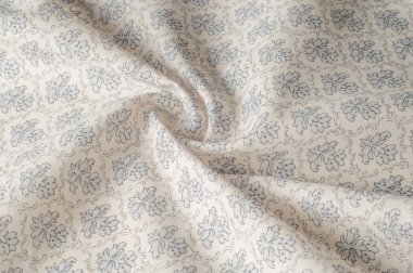 Doku arka plan deseni. Pamuk bez gri değil. İzole beyaz zemin üzerine yeşil ve gri çiçekler düz tasarımı. Çiçek deseni.