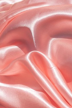 Doku, arka plan, desen. Astar kadın elbise ışık turuncu, turuncu bez astar. Kumaş mercan ipek