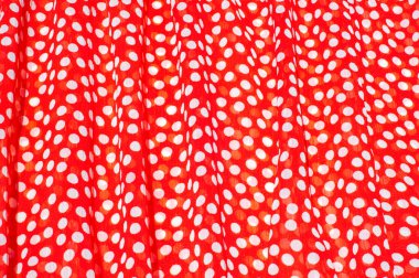 Doku, arka plan, desen. Bayan elbise modelleri. Pamuk Kumaş bezelye ile kırmızı