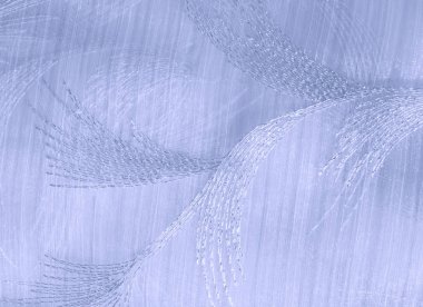 Doku, arka plan, desen. Tül pastel tonları. Mor katlanmış dantel kapatın. Arka plan olarak pastel mor buruşuk tül. Makro görünümü dikiş elbise. Saf düğün Tekstil.