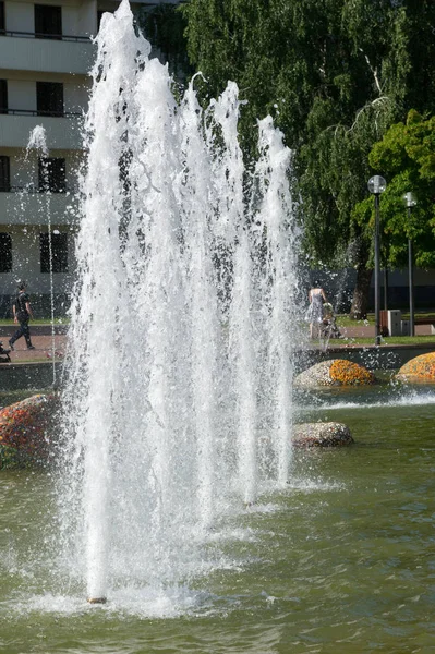Sommerschwüle Landschaft Brunnen Mit Wasser Park — Stockfoto