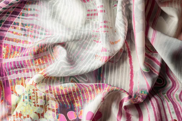 テクスチャ背景画像 抽象模様の絹の織物 カラフルなシルク生地のクローズ アップ Instagram の引き締まったイメージをフィルター処理します シルク生地の写真 テキスタイル デザイン 布を絵画 — ストック写真