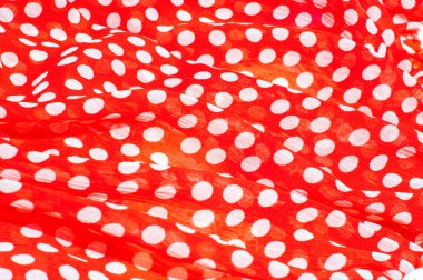 Doku, arka plan, desen. Bayan elbise modelleri. Pamuk Kumaş bezelye ile kırmızı