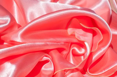 Doku, arka plan, desen. Astar kadın elbise ışık turuncu, turuncu bez astar. Kumaş mercan ipek