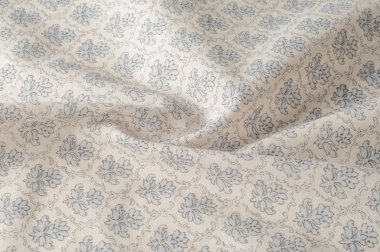 Doku arka plan deseni. Pamuk bez gri değil. İzole beyaz zemin üzerine yeşil ve gri çiçekler düz tasarımı. Çiçek deseni.