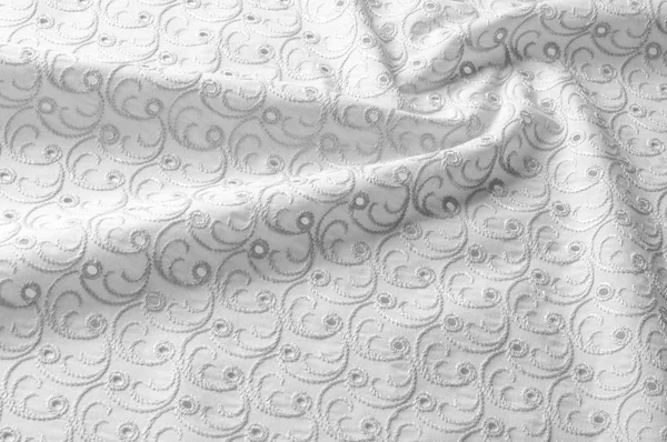Textúra Háttér Szövet Poncokkal Ruhával Fehér Háttér Absztrakt Geometriai Minta — Stock Fotó