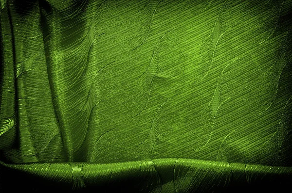 Pano Seda Cor Verde Tecido Padrão Fios Definitivamente Detalhe Único — Fotografia de Stock