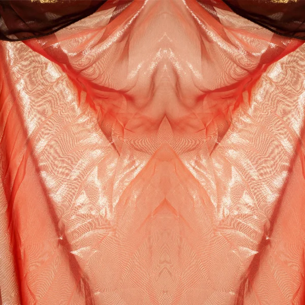 Różowy Brązowy Przezroczyste Tkaniny Tekstura Szaty Sfotografowany Studio — Zdjęcie stockowe