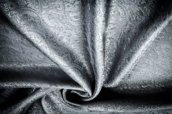 背景纹理 灰色佩斯利丝绸提花是一个复杂的编织光泽织物与色调设计编织 编织创造了 图案或印刷品的效果 — 图库照片