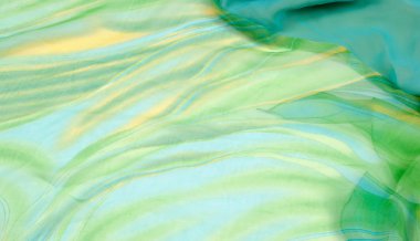 İpek kumaş dokusu, arka plan. yeşil ve sarı renk