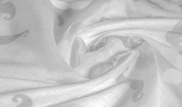 Texture sfondo, tessuto di seta bianco con cartone animato dipinto musta — Foto Stock