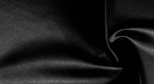Textura, fundo, padrão. Tecido de seda preta. É preto e — Fotografia de Stock