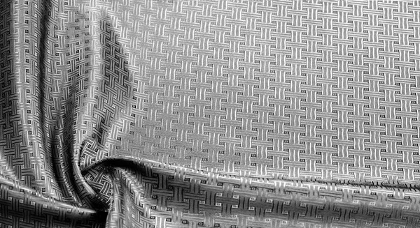 Фоновая текстура, узор. Черная шелковая ткань с небольшим чеком — стоковое фото