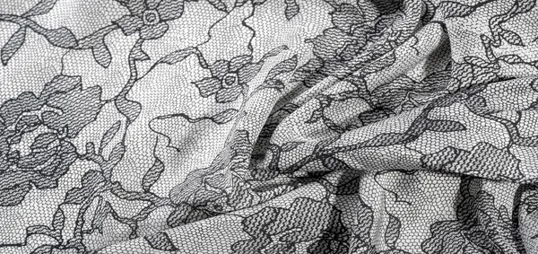 Textura, fondo, patrón. Tela blanca de seda con estampado de encaje —  Fotos de Stock