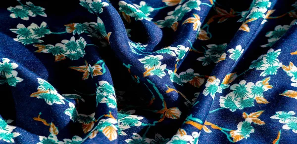 Текстура, фон, візерунок, тканина синього кольору з зеленими кольорами f — стокове фото