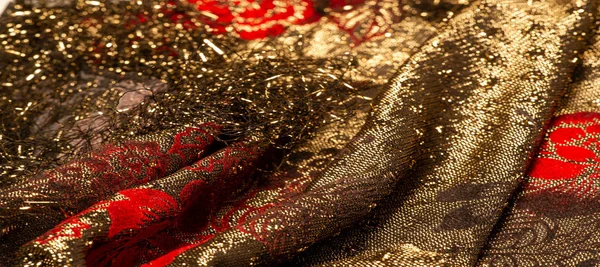 Tekstura, tło, wzór, Koronka ze złotymi cekinami elastyczny Lac — Zdjęcie stockowe