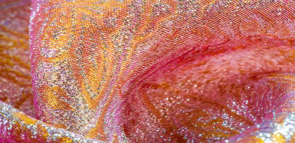 Texture background, pattern. pink brocade fabric. Organza brocad — Stock Photo, Image