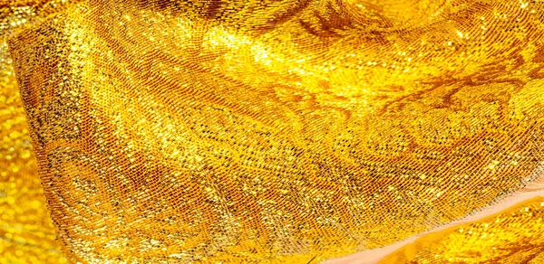 Fundo da textura, padrão. tecido; brocado de ouro amarelo. Organz — Fotografia de Stock