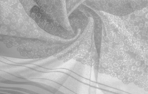 Vzorek textury, černá šedá hedvábná látka na bílém pozadí, f — Stock fotografie