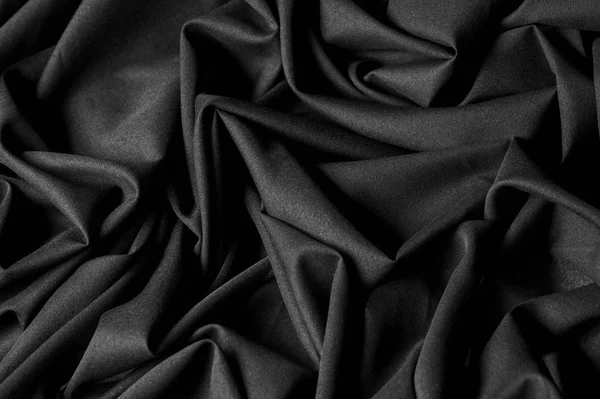 Teksturowane tło plany, czarna tkanina. Ta lekka tkanina li — Zdjęcie stockowe
