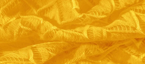 Texture, sfondo, modello, tessuto di seta, giallo, pizzo stratificato — Foto Stock