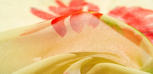 Textura fondo, patrón, fondo de pantalla. tela de seda beige, rojo r — Foto de Stock