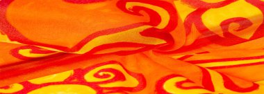 doku ipek, boyalı sarı çiçekler ile kumaş kırmızı arka plan 