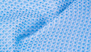 Doku, kumaş, desen. Mavi ve beyaz ipliklerden oluşan büyük bir difon,