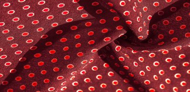 Doku arka plan, desen, kırmızı polka noktaları ile kırmızı ipek kumaş