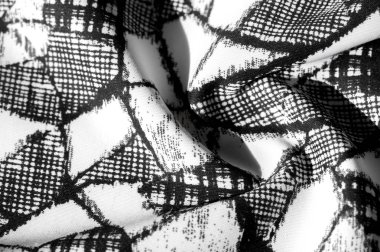doku, arka plan, desen. siyah soyut f ile beyaz kumaş